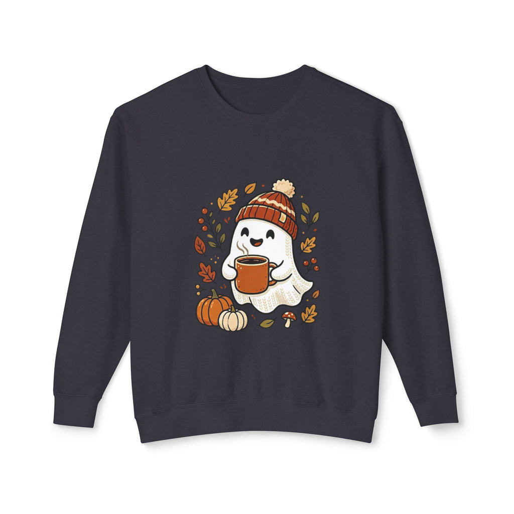 Autumn Cozy Ghost Sweatshirt – Pumpkin Spice Coffee Crewneck
