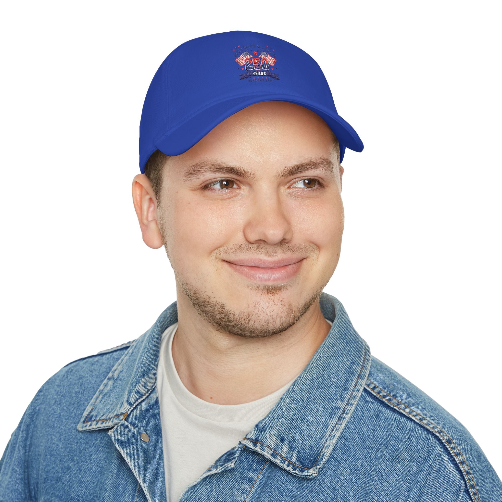 Patriotic 250 Years Tricolor Low Profile Baseball Cap — USA Anniversary Embroidered Hat