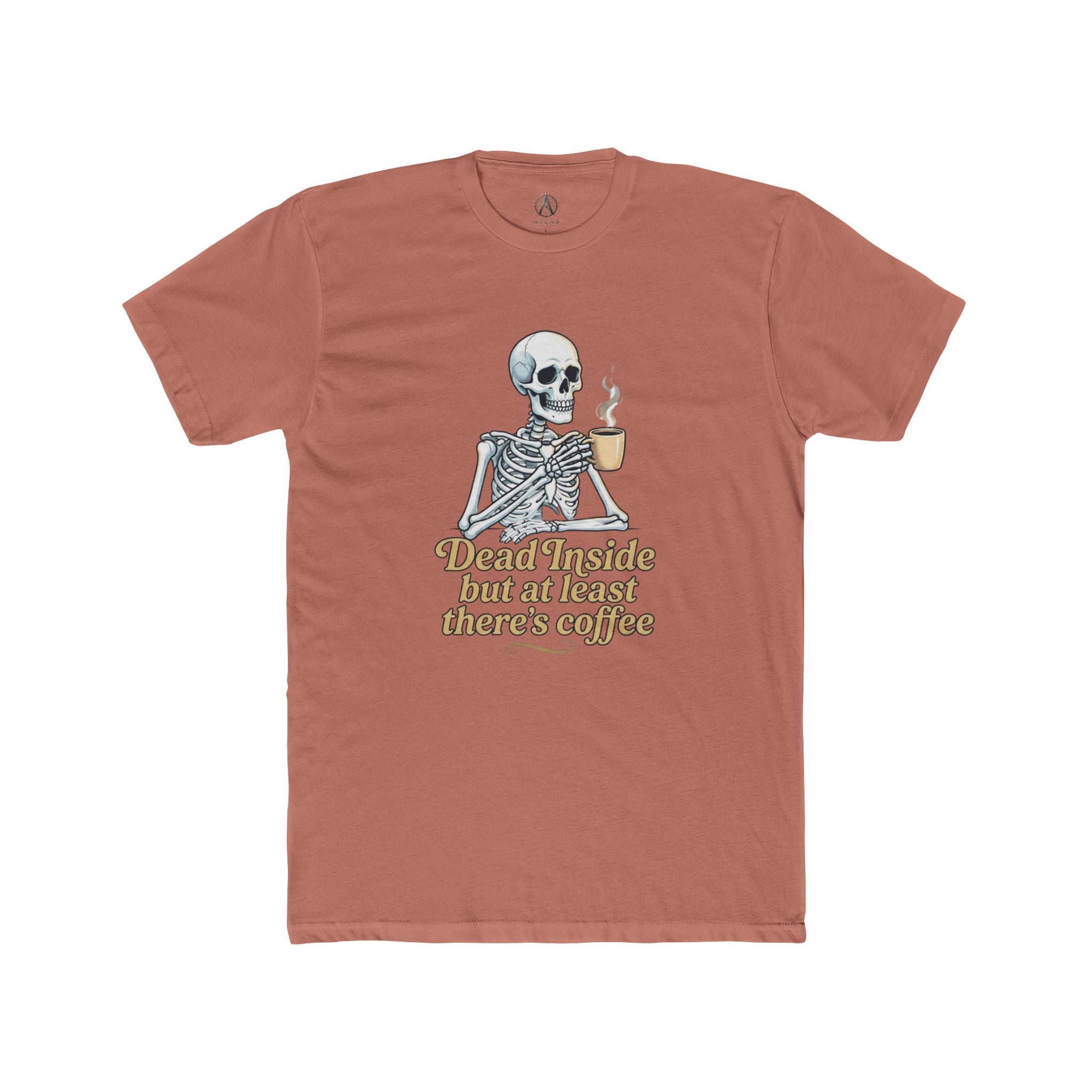 Skeleton Coffee Tee — “Dead Inside but at least there’s coffee” Funny Goth Graphic T-Shirt
