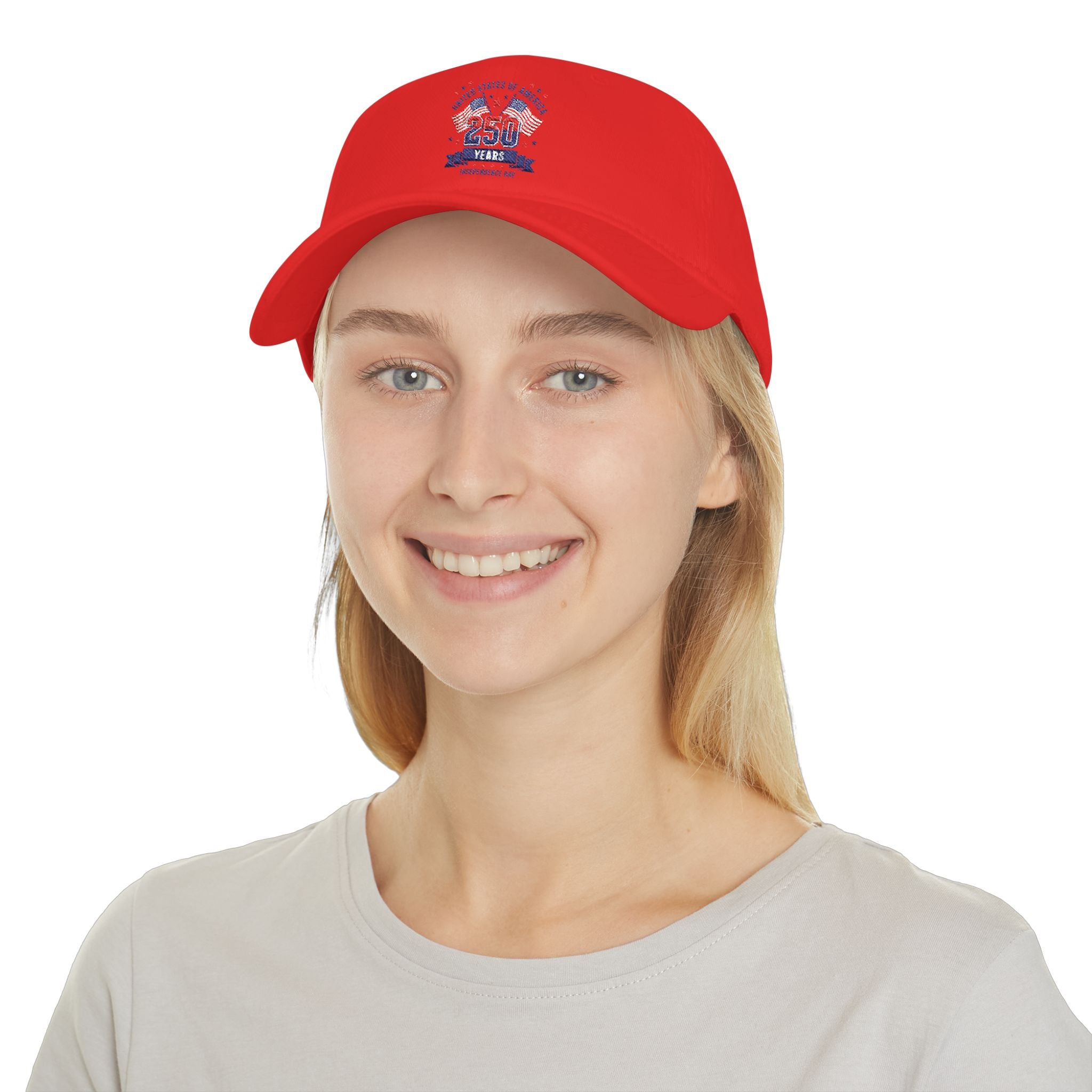 Patriotic 250 Years Tricolor Low Profile Baseball Cap — USA Anniversary Embroidered Hat