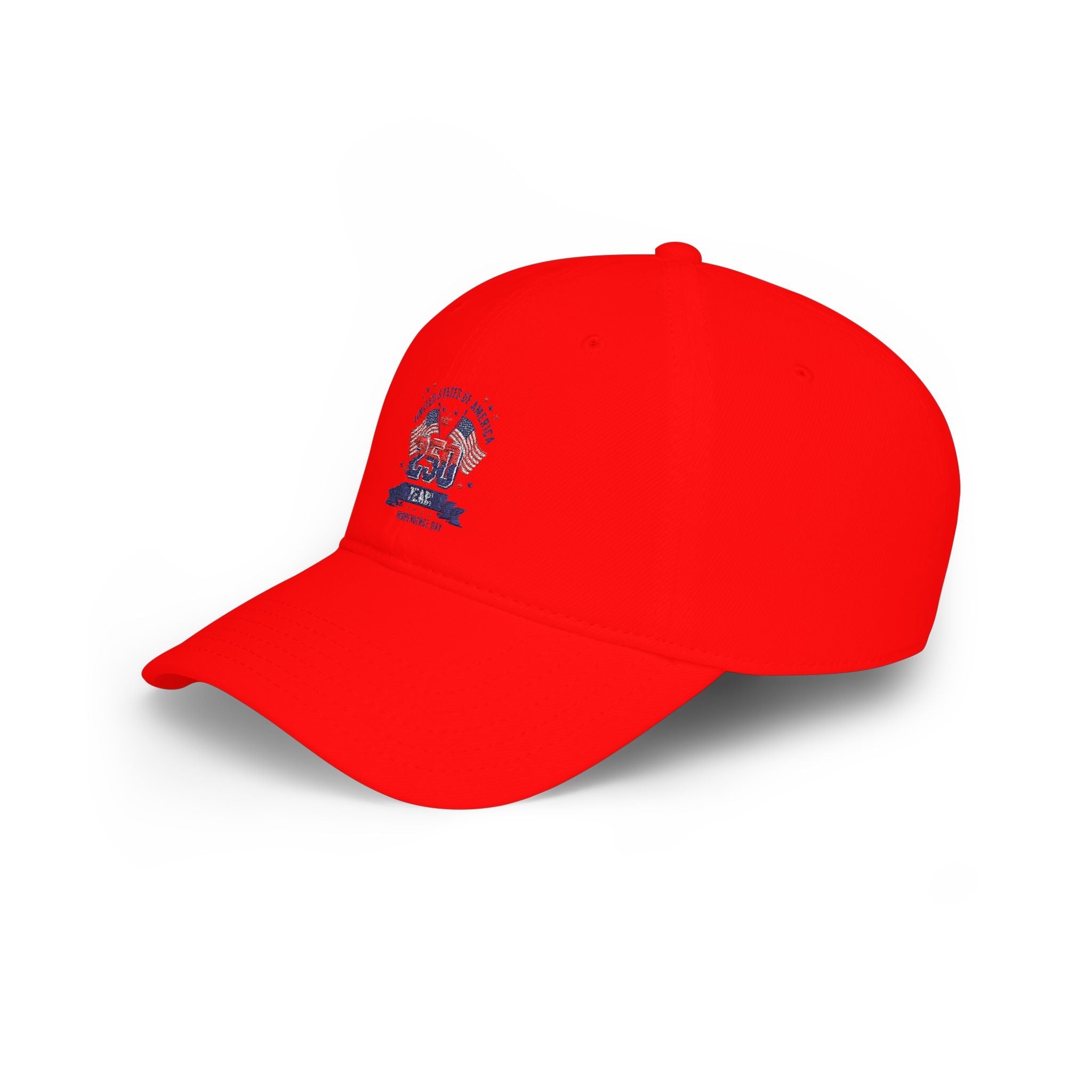 Patriotic 250 Years Tricolor Low Profile Baseball Cap — USA Anniversary Embroidered Hat