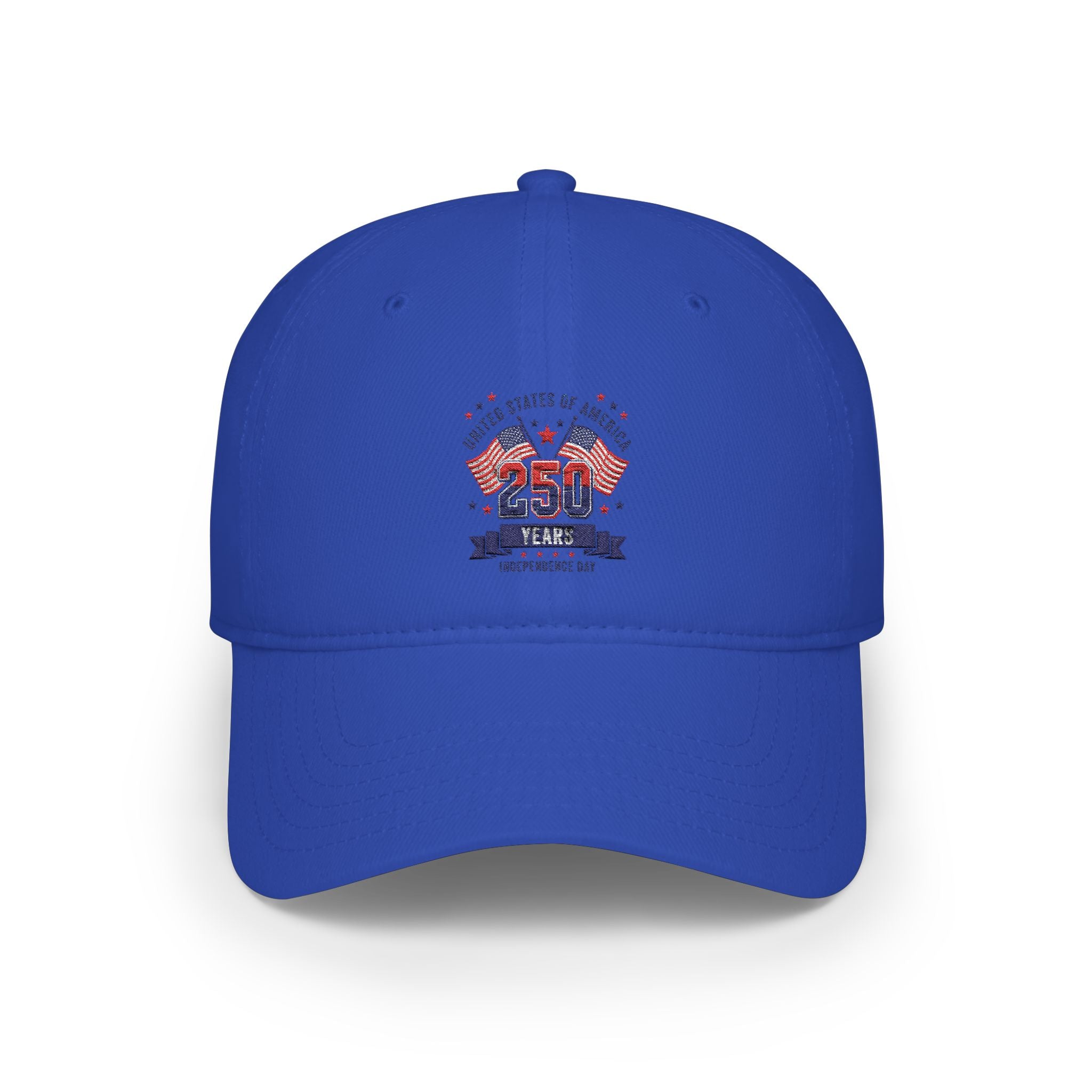 Patriotic 250 Years Tricolor Low Profile Baseball Cap — USA Anniversary Embroidered Hat