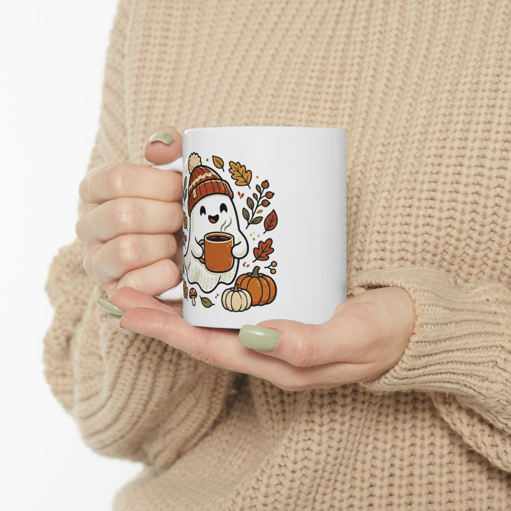 Happy Autumn Ghost Ceramic Mug, (11oz, 15oz)
