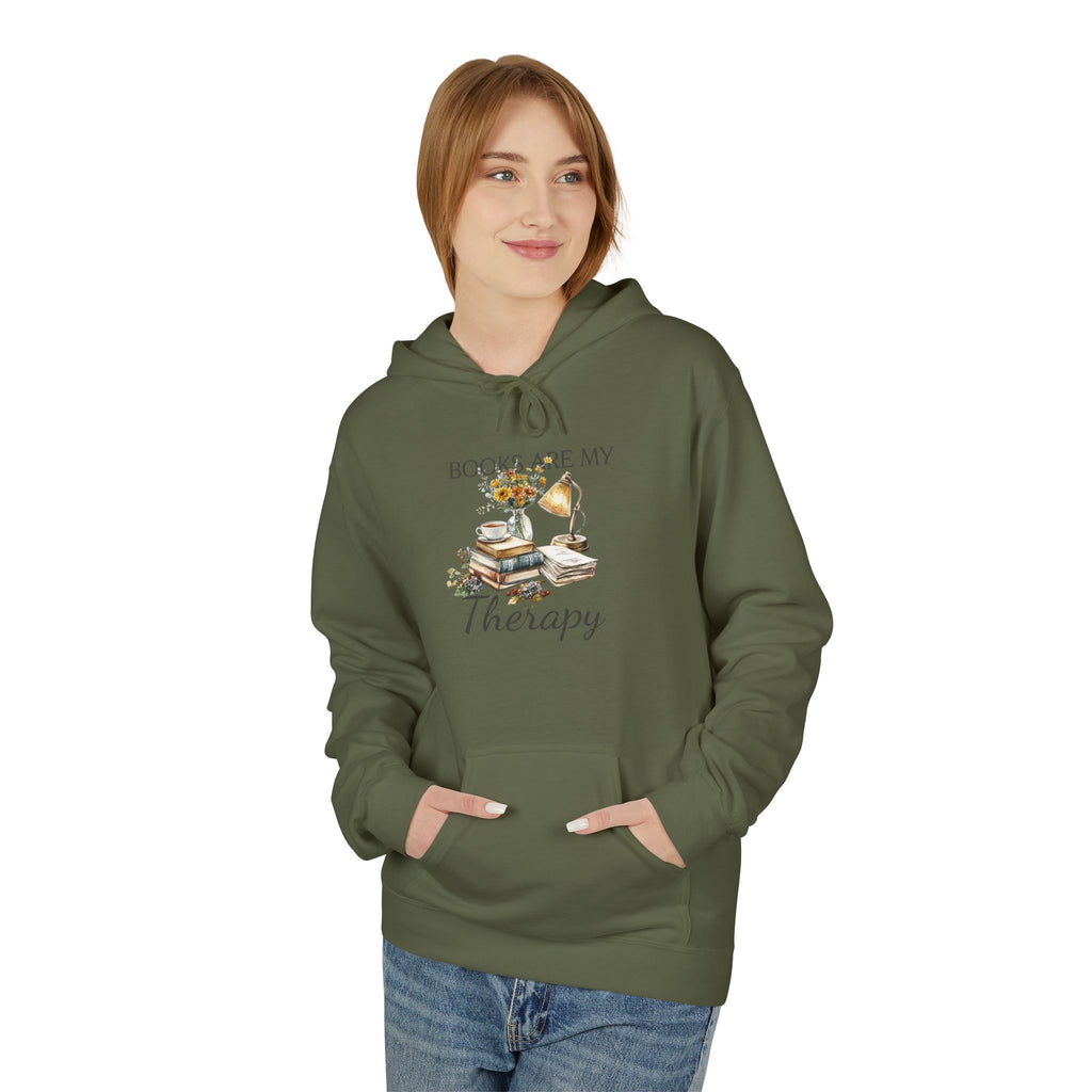 Books Are My Therapy Hoodie — Cozy Reader Sweatshirt Gift