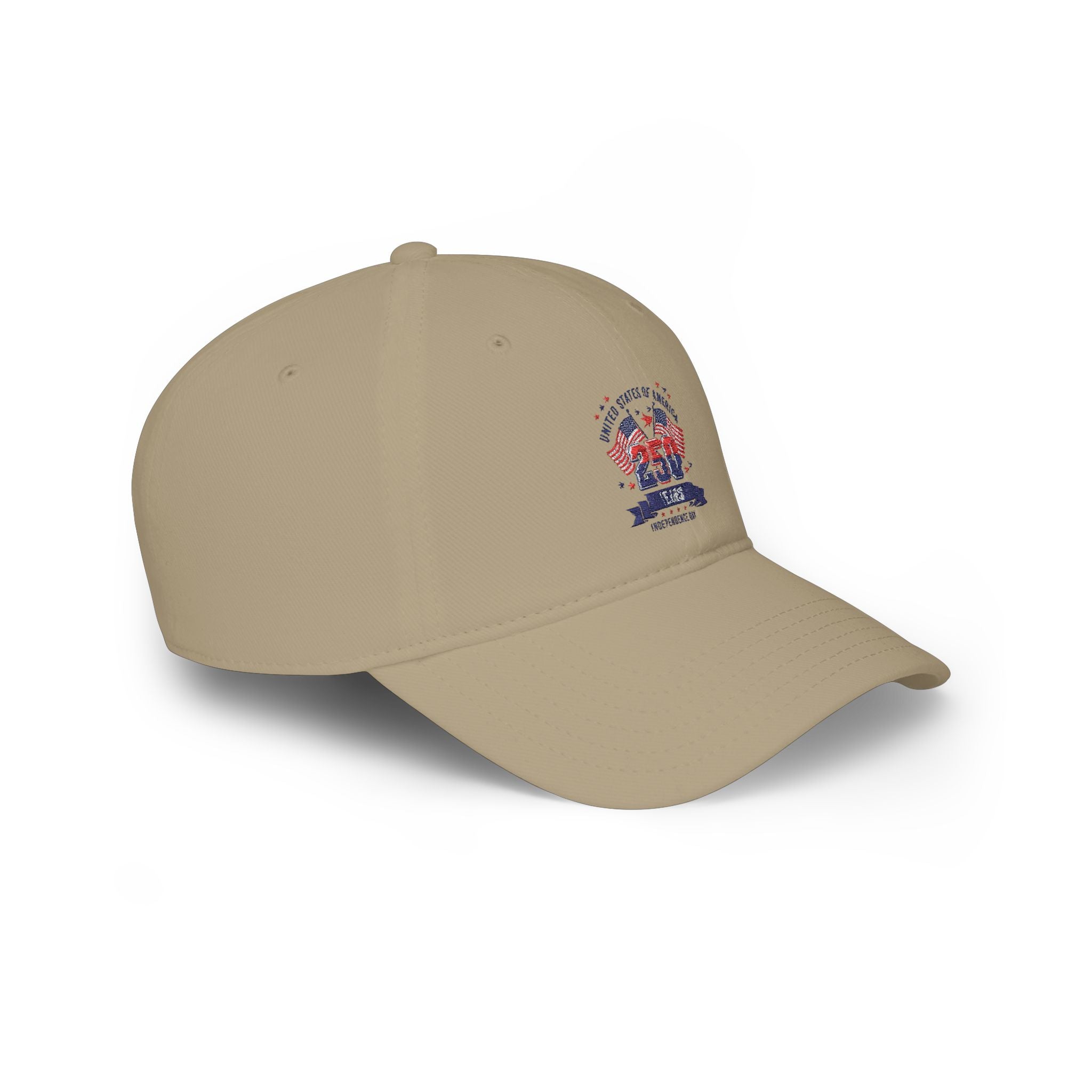 Patriotic 250 Years Tricolor Low Profile Baseball Cap — USA Anniversary Embroidered Hat