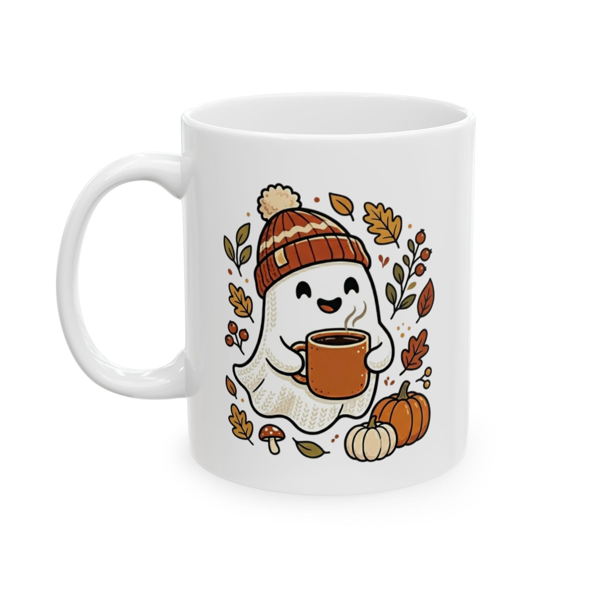 Happy Autumn Ghost Ceramic Mug, (11oz, 15oz)