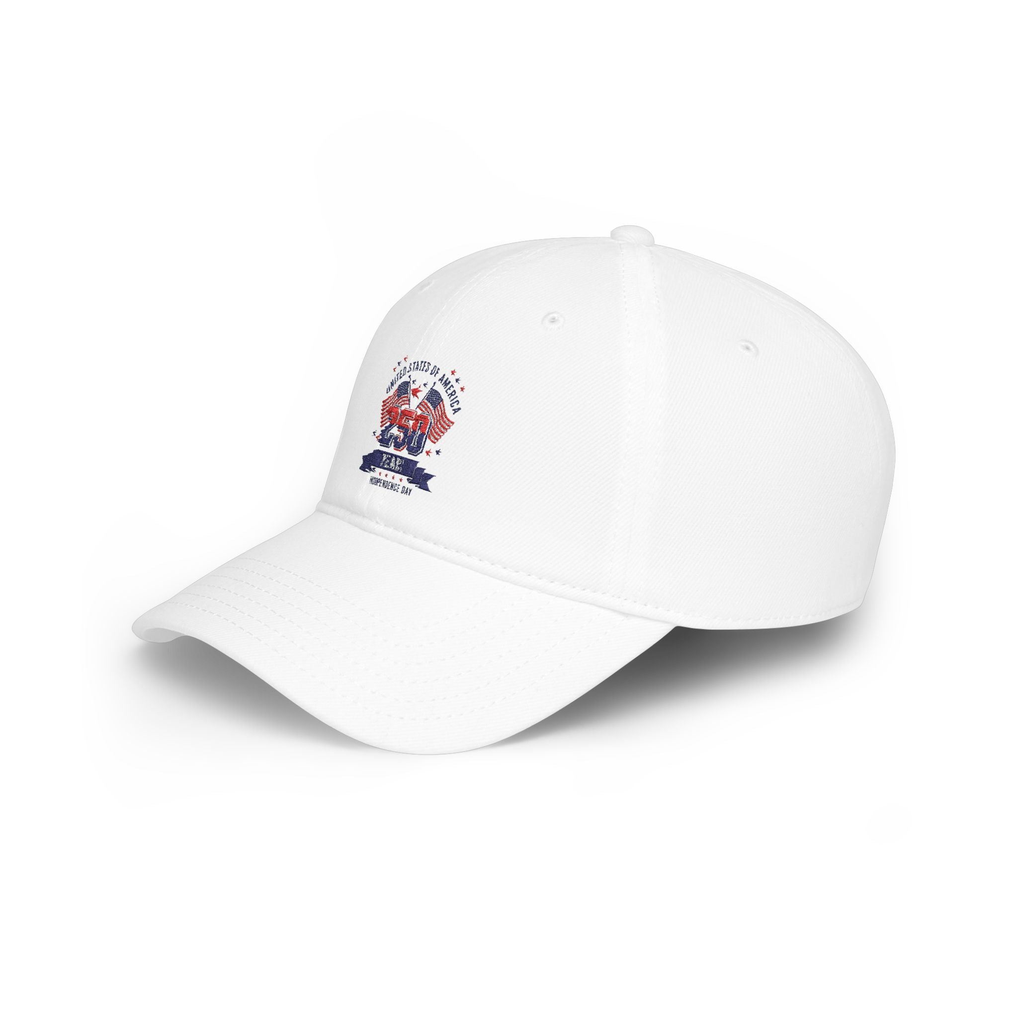 Patriotic 250 Years Tricolor Low Profile Baseball Cap — USA Anniversary Embroidered Hat