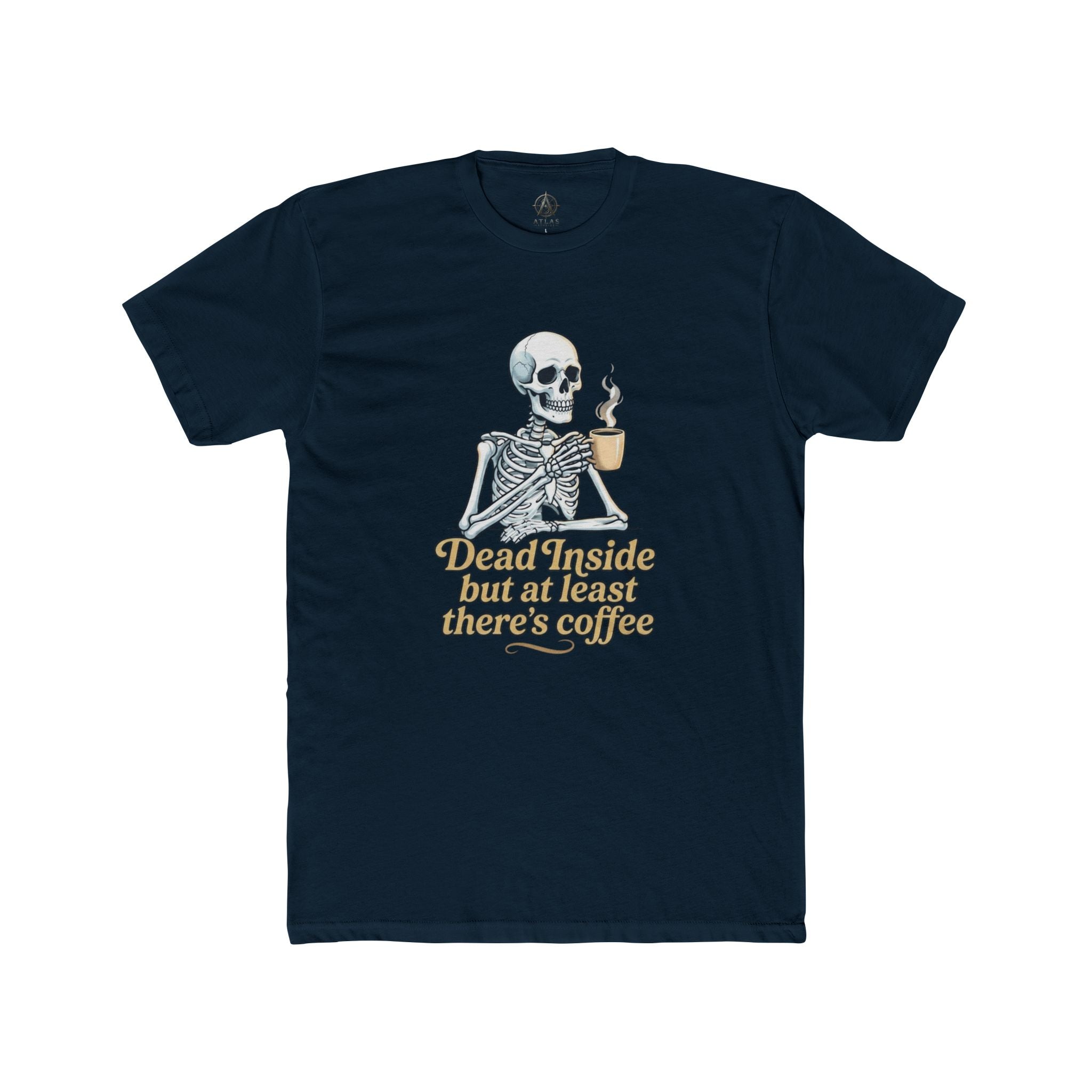 Skeleton Coffee Tee — “Dead Inside but at least there’s coffee” Funny Goth Graphic T-Shirt