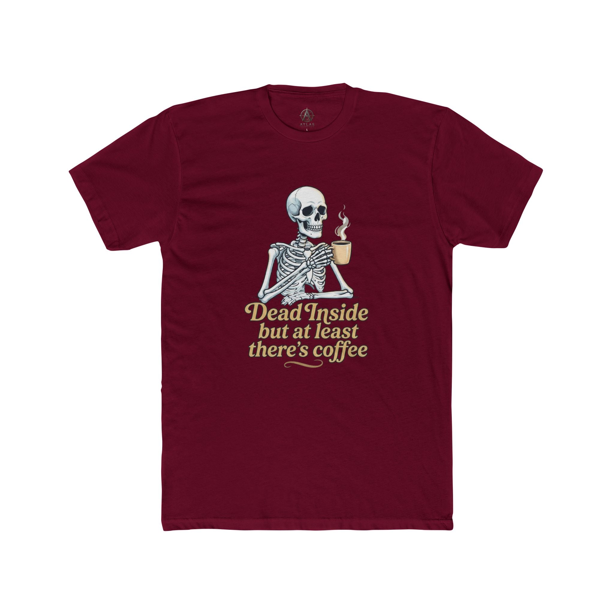 Skeleton Coffee Tee — “Dead Inside but at least there’s coffee” Funny Goth Graphic T-Shirt