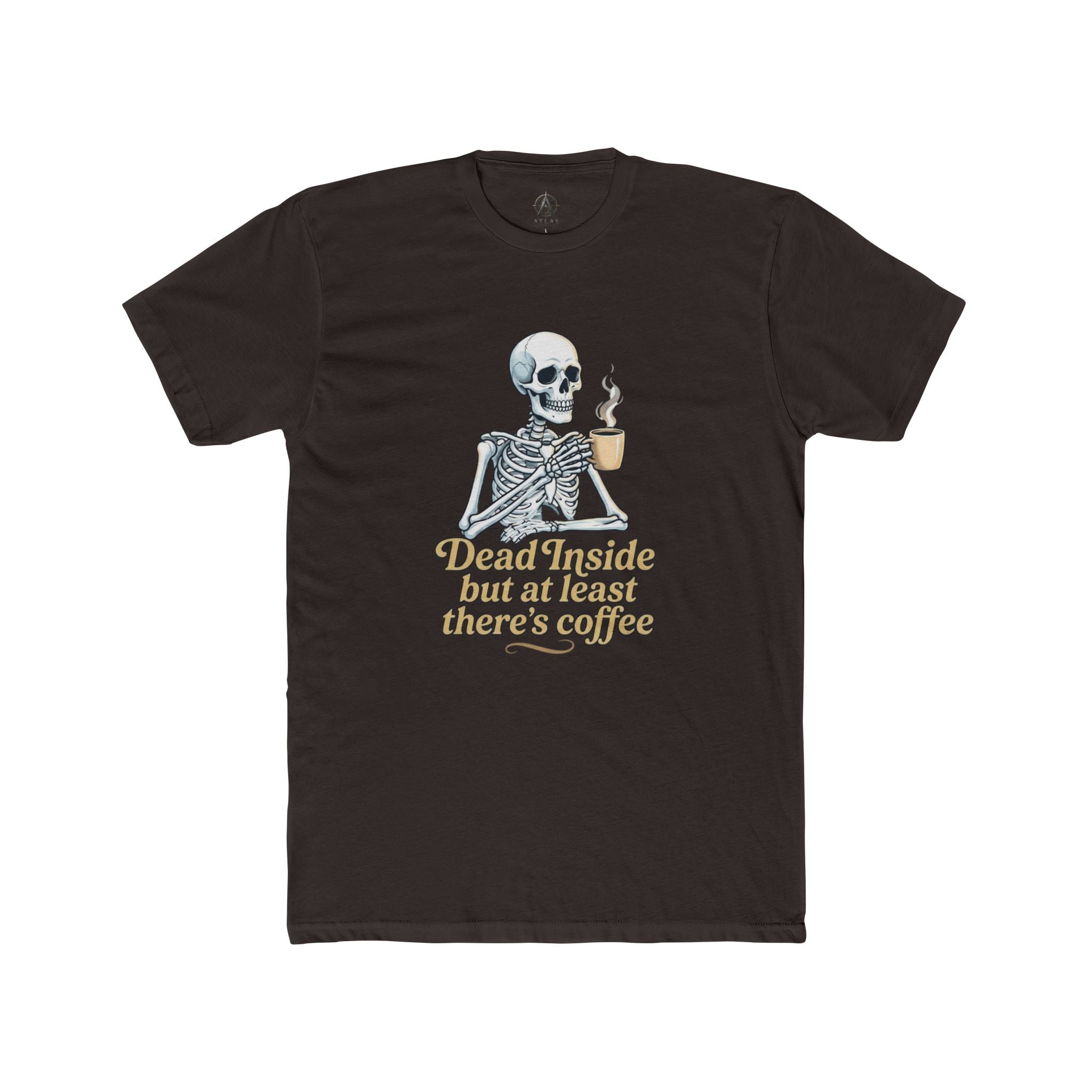 Skeleton Coffee Tee — “Dead Inside but at least there’s coffee” Funny Goth Graphic T-Shirt