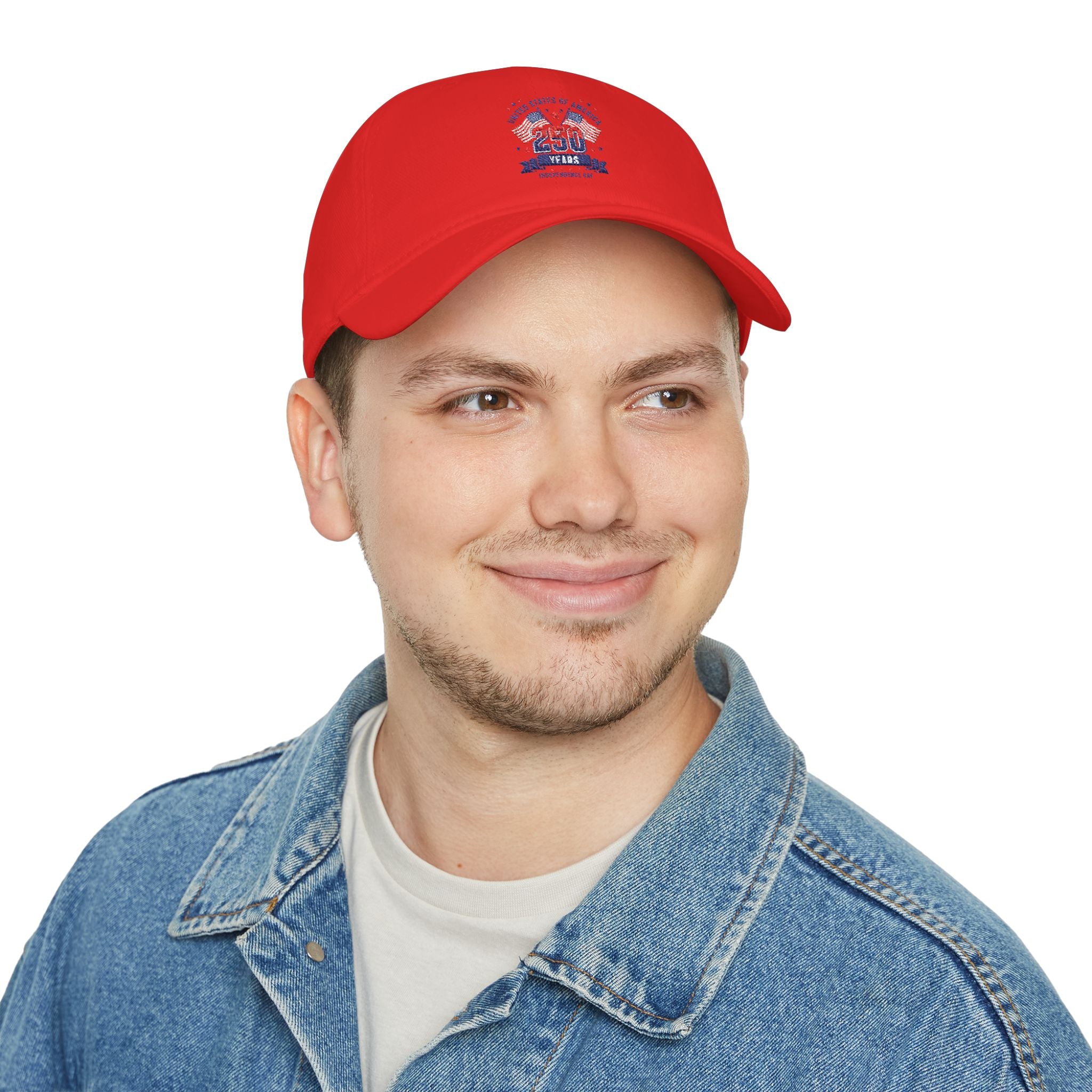 Patriotic 250 Years Tricolor Low Profile Baseball Cap — USA Anniversary Embroidered Hat