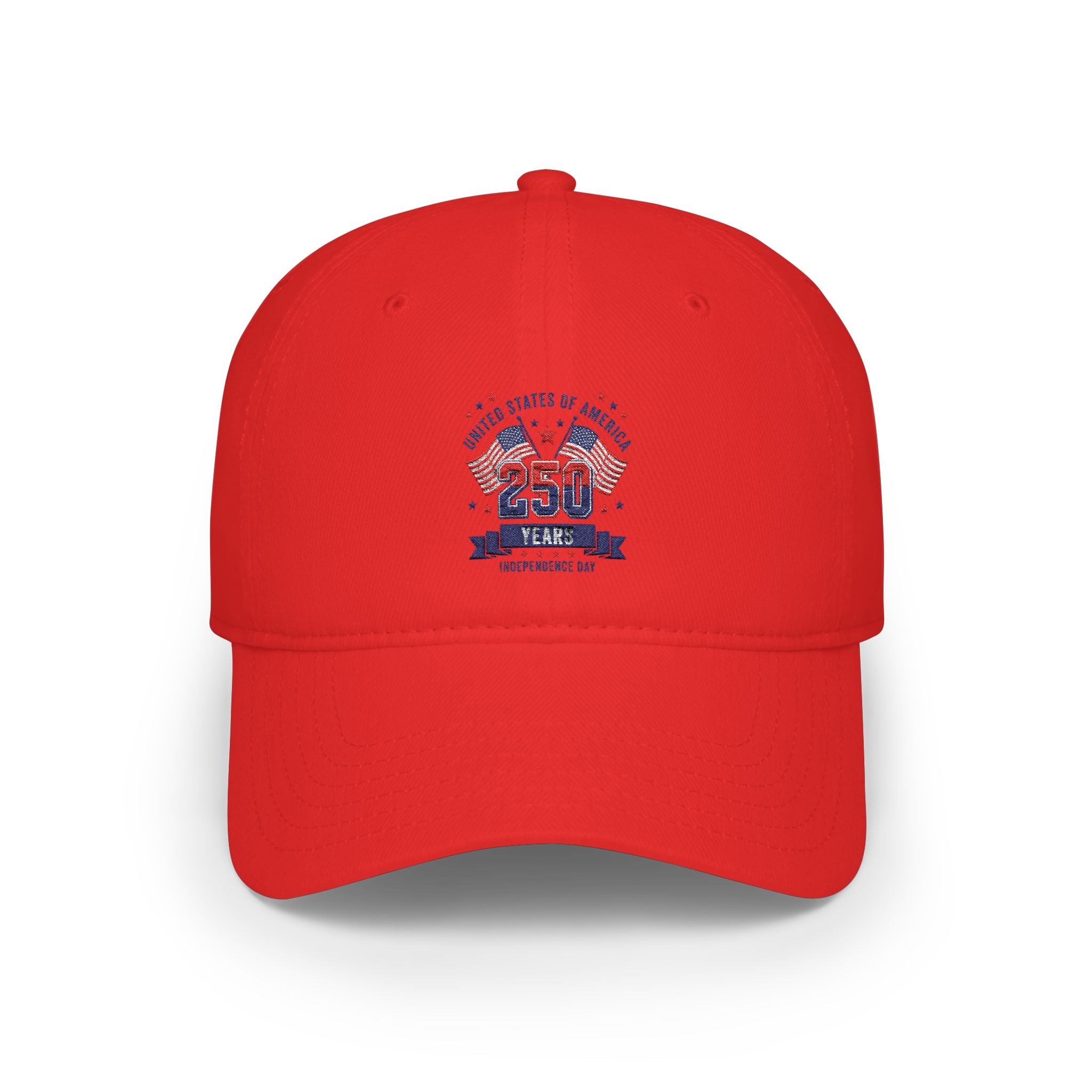 Patriotic 250 Years Tricolor Low Profile Baseball Cap — USA Anniversary Embroidered Hat