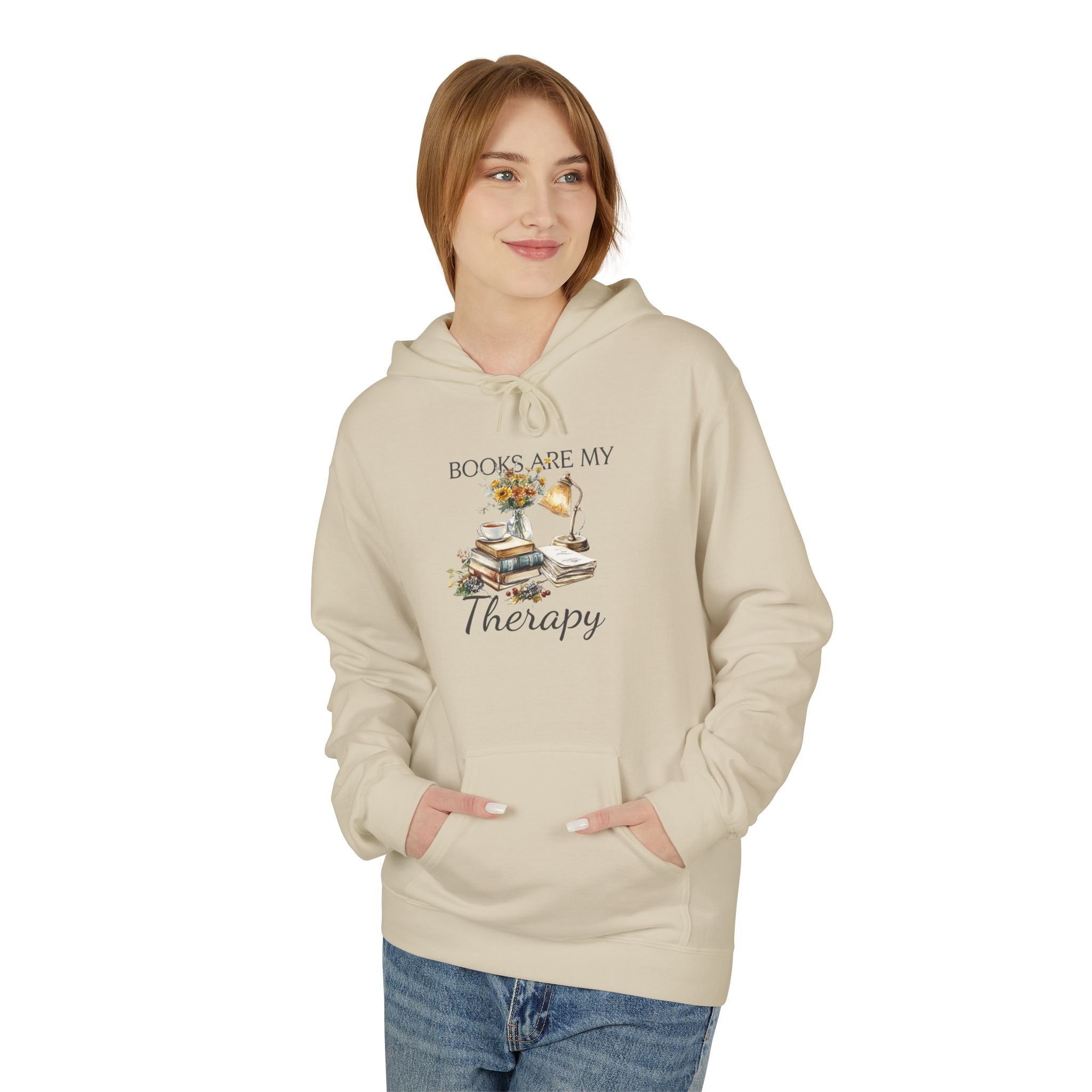 Books Are My Therapy Hoodie — Cozy Reader Sweatshirt Gift